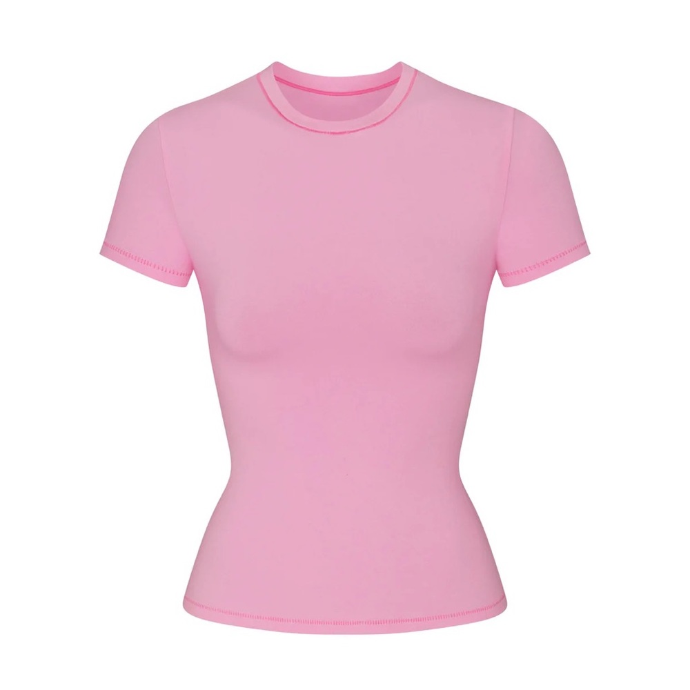 Skims Cotton Jersey T-Shirt in Bubblegum Pink